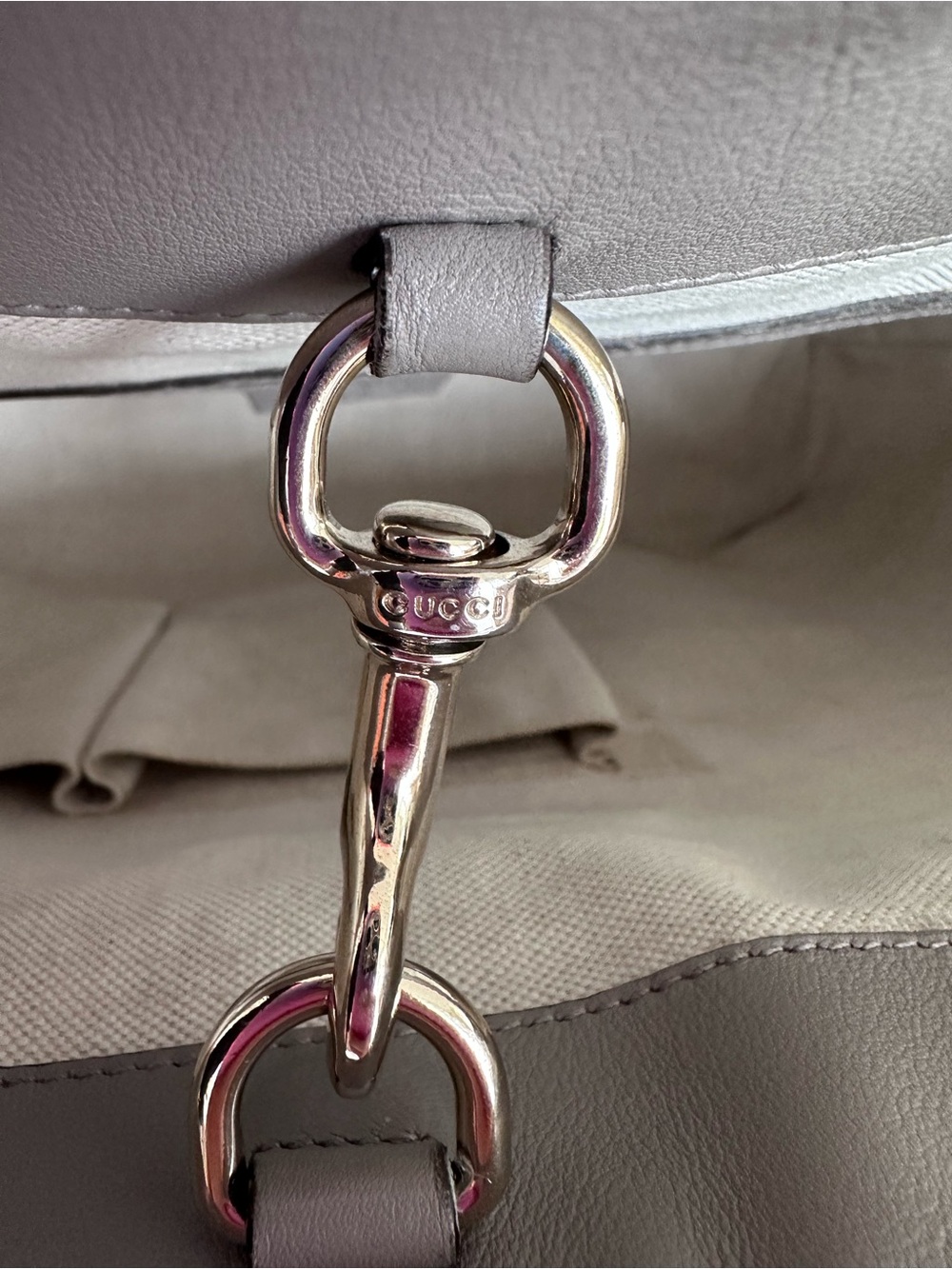 Gucci Patent Monogram Tote in Taupe - Picture 5 of 8